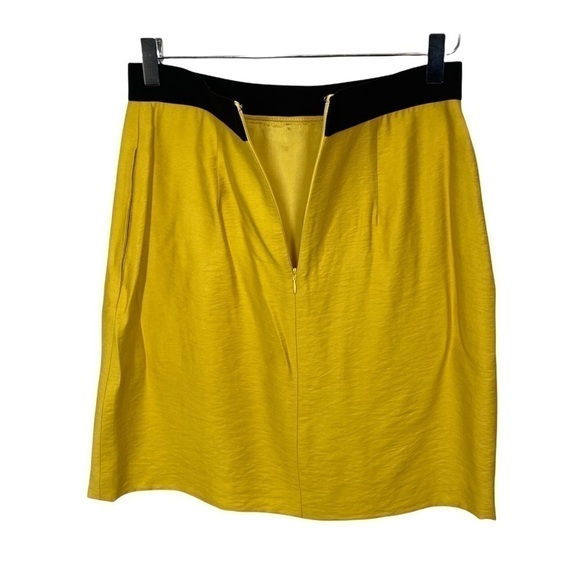 BCBGMaxAzria Mustard Layered Skirt Black Elastic Waist Lined Side Pockets Sz 0 - Picture 3 of 11